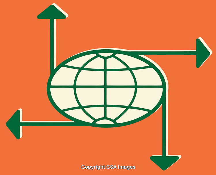 Colorful Vector Globe With Arrows Representing Global Connectivity