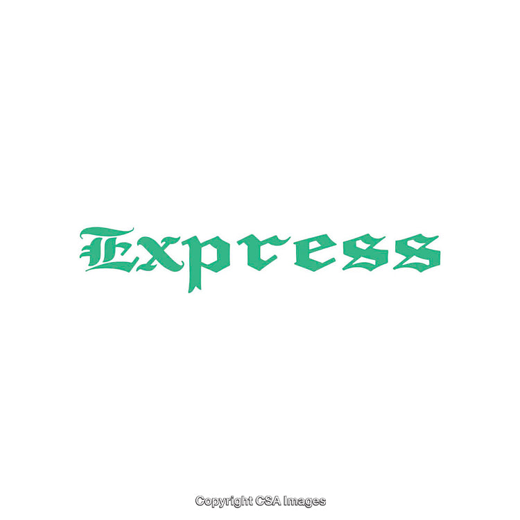 Stylized Gothic Font Design Featuring the Word Express in Green Text