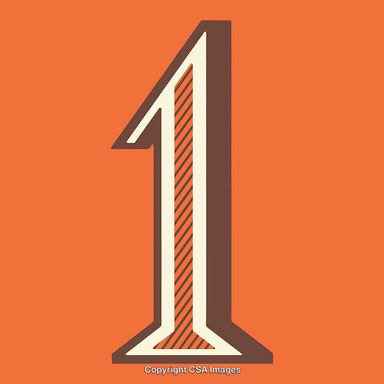 Illustration of the Number One in Vintage Style Design