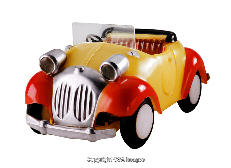 Colorful Toy Car with Vintage Style and Red and Yellow Design