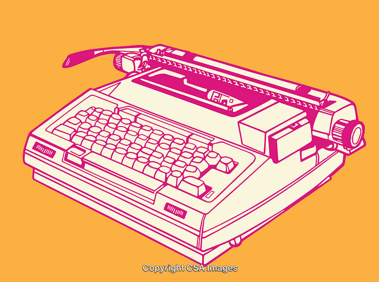 Stylized Illustration of Vintage Typewriter in Retro Color Palette