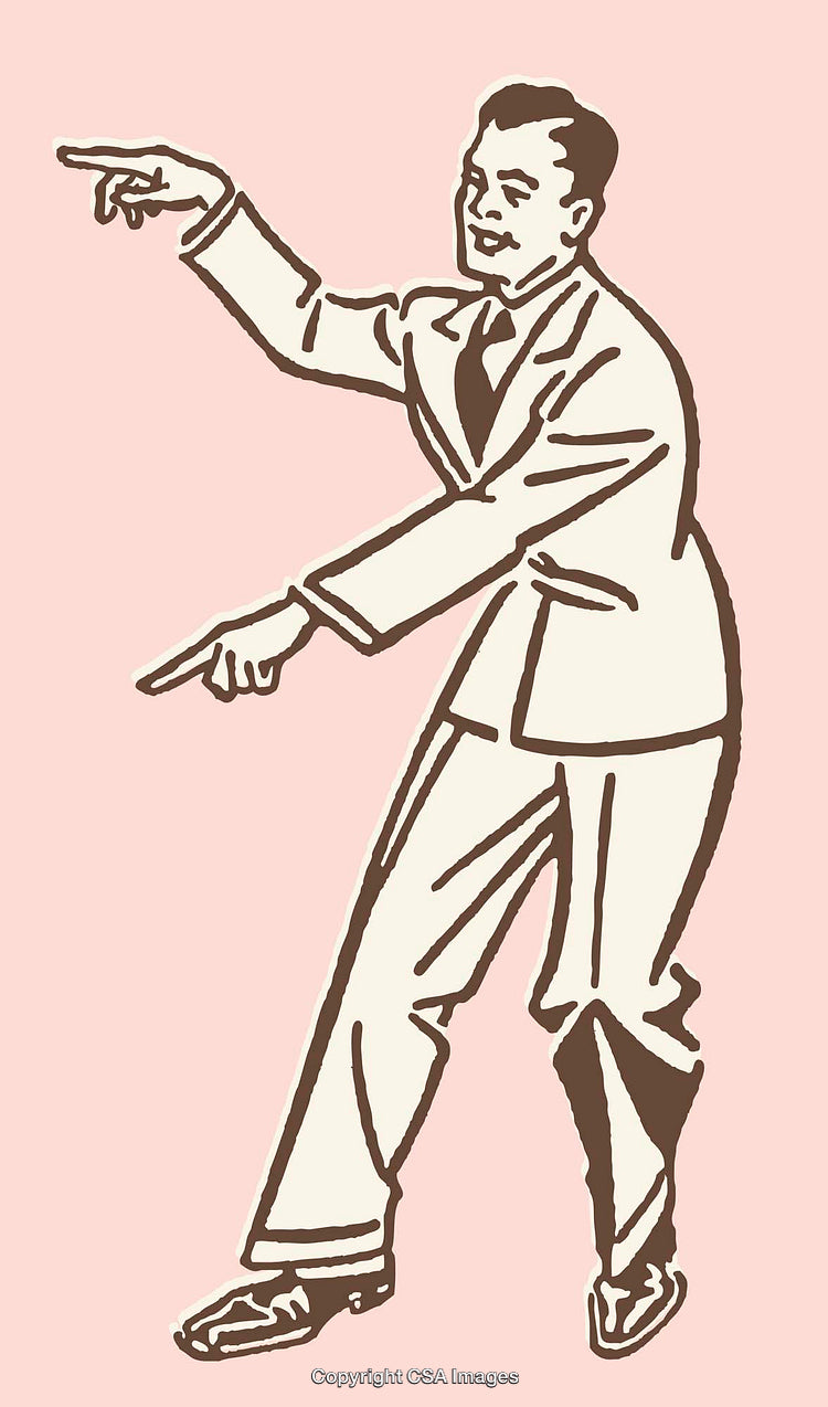 Retro Style Illustration of Happy Man in Classic Dance Pose