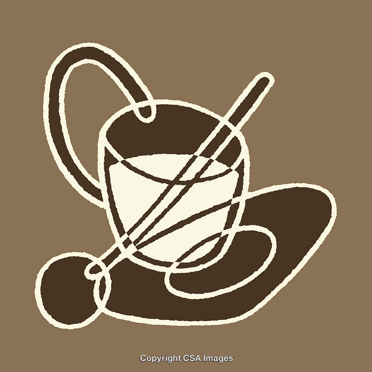Abstract Artistic Line Art of a Coffee Cup with Spoon Design