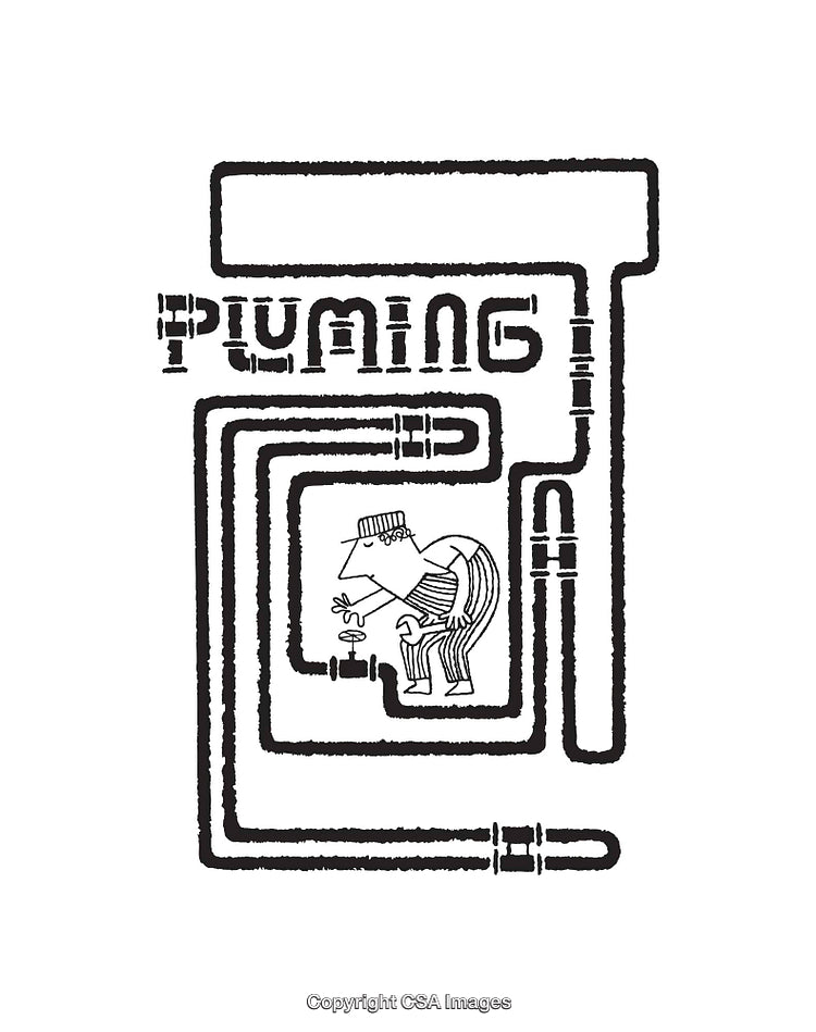 Creative Plumbing Line Art Illustration with Humorous Design
