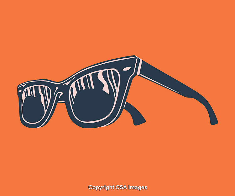 Stylized Sunglasses Drawing on Bright Orange Background with Minimalistic Design