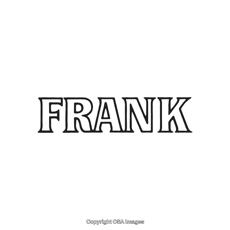 Bold Black Text Displaying the Word 'Frank' on White Background
