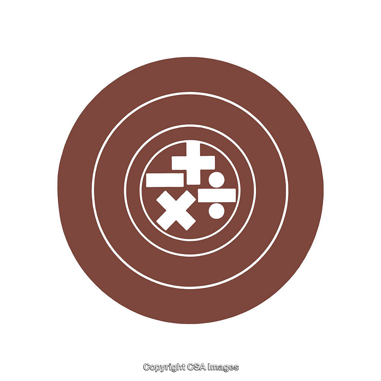 Mathematical Operation Symbols in Concentric Circle Design on White Background