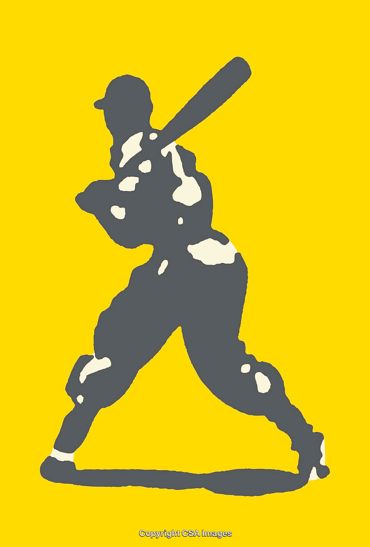 Abstract Baseball Player Silhouette Illustration on Bold Yellow Background