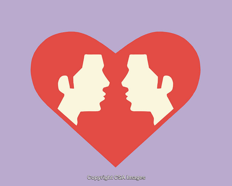 Conceptual Line Art Illustrating Love and Connection Between Two Figures
