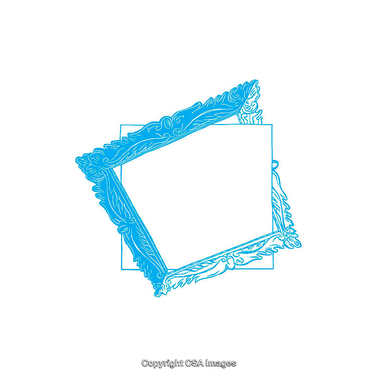 Blue Abstract Decorative Frame Against Clean White Background