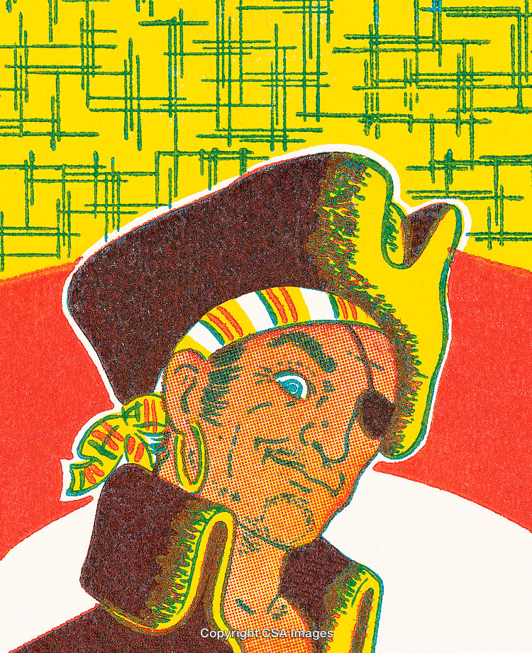 Colorful Illustrative Portrait of a Pirate with a Retro Design