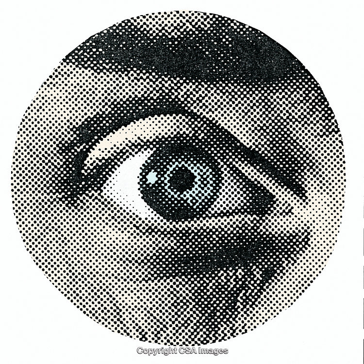 Halftone Artwork Featuring a Monochromatic Human Eye Design