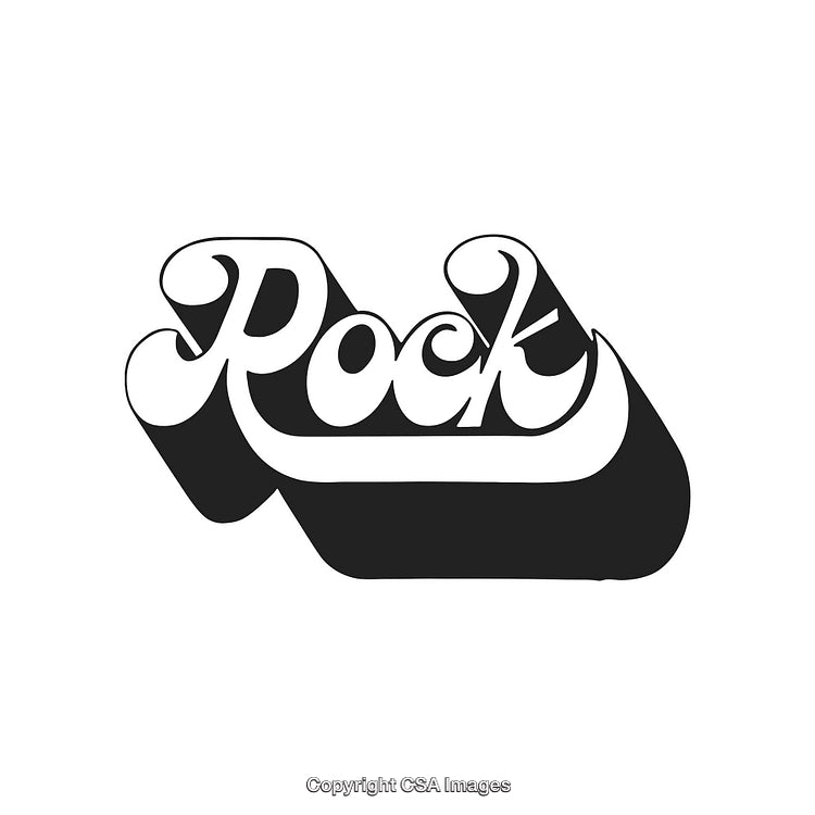 Retro Style Rock Music Text Graphic with Bold Shadow Effect