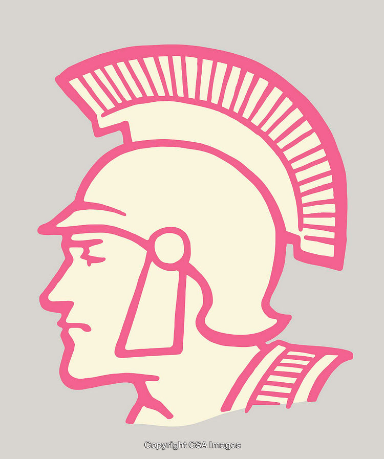 Stylized Line Art Illustration of a Roman Centurion Helmet Profile