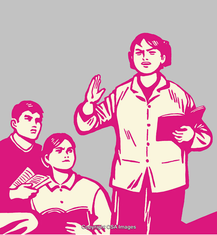 Illustration of People Engaged in Discussion Holding Books