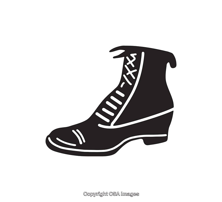 Elegant Black and White Icon of Vintage Lace-Up Boot