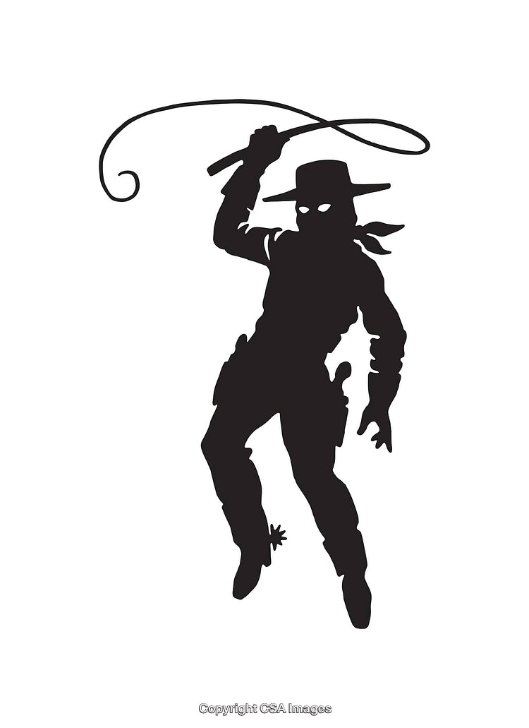 Black and White Illustration of a Mysterious Masked Figure with a Whip