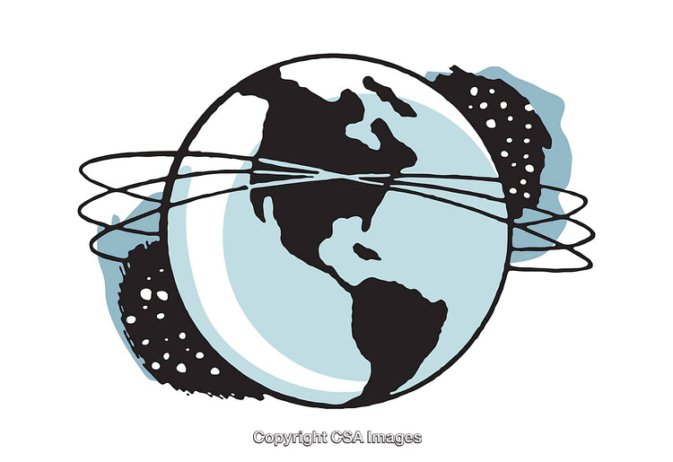 Colorful Illustration of the Earth with Circular Orbits Around It