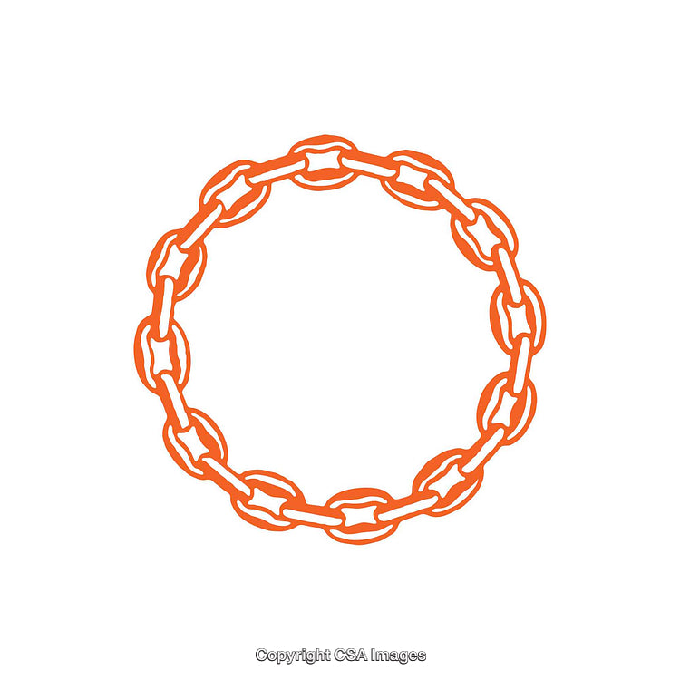 Circular Chain Outline in Bold Orange on White Background Illustration