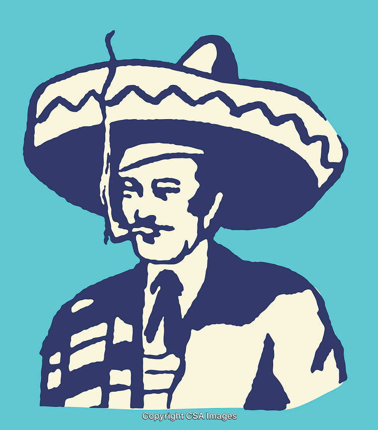 Mexican Cultural Illustration Featuring A Man Wearing A Traditional Sombrero Hat