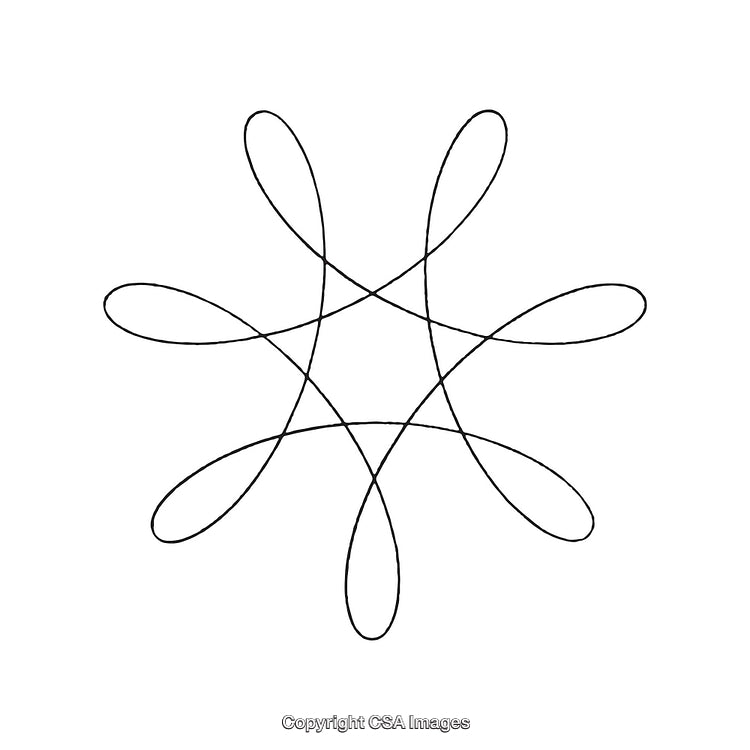 Abstract Black and White Symmetrical Design with Interlacing Loops