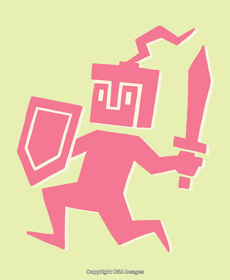Vibrant Knight Character Line Art on a Colorful Background