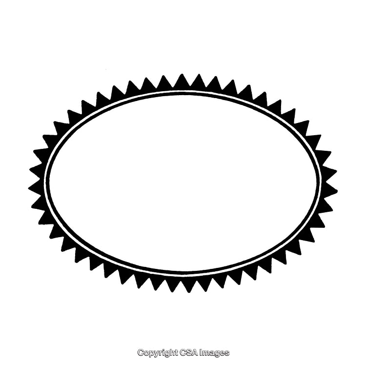 Black and White Circular Border With Jagged Edges for Decoration