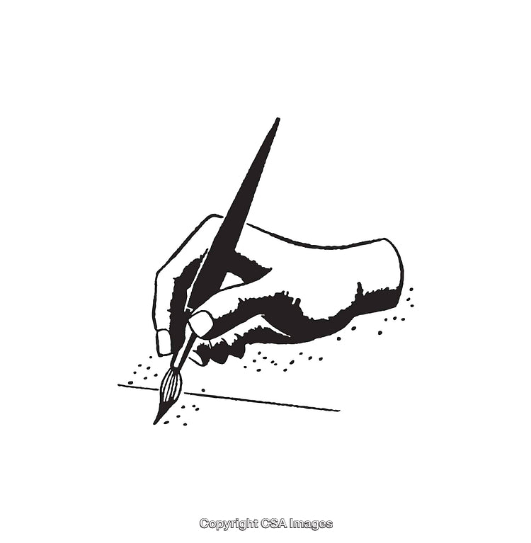Monochrome Illustration of a Hand Drawing with a Brush