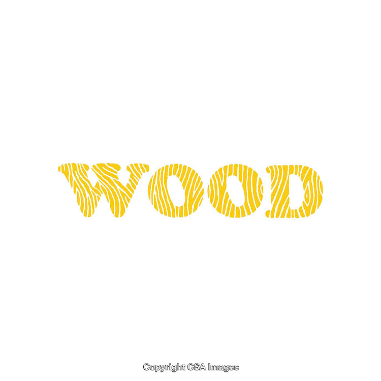 Stylized Yellow Wood Texture Word Art on a White Background