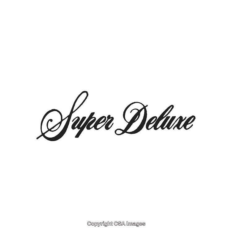 Elegant Calligraphic Text Showcasing 'Super Deluxe' in Stylish Black Font