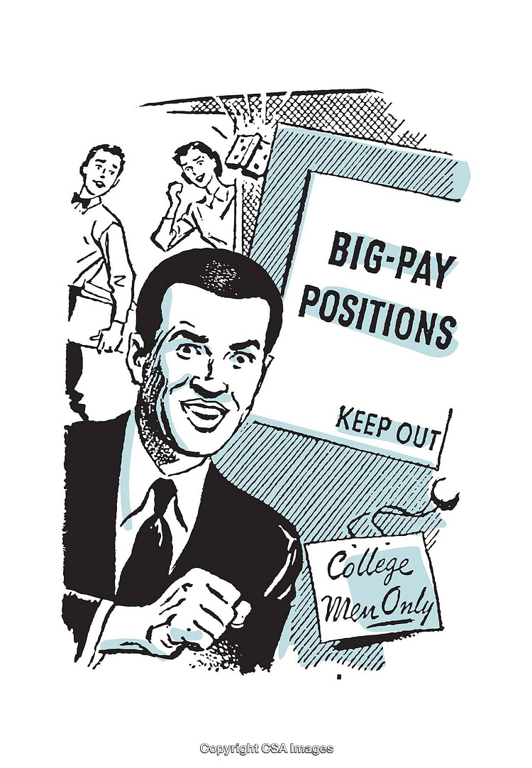 Retro Illustration Featuring Opportunities and Social Dynamics in Business