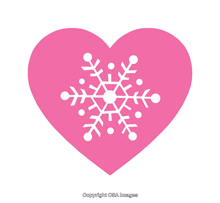 Pink Heart Icon with a White Snowflake Centered Inside