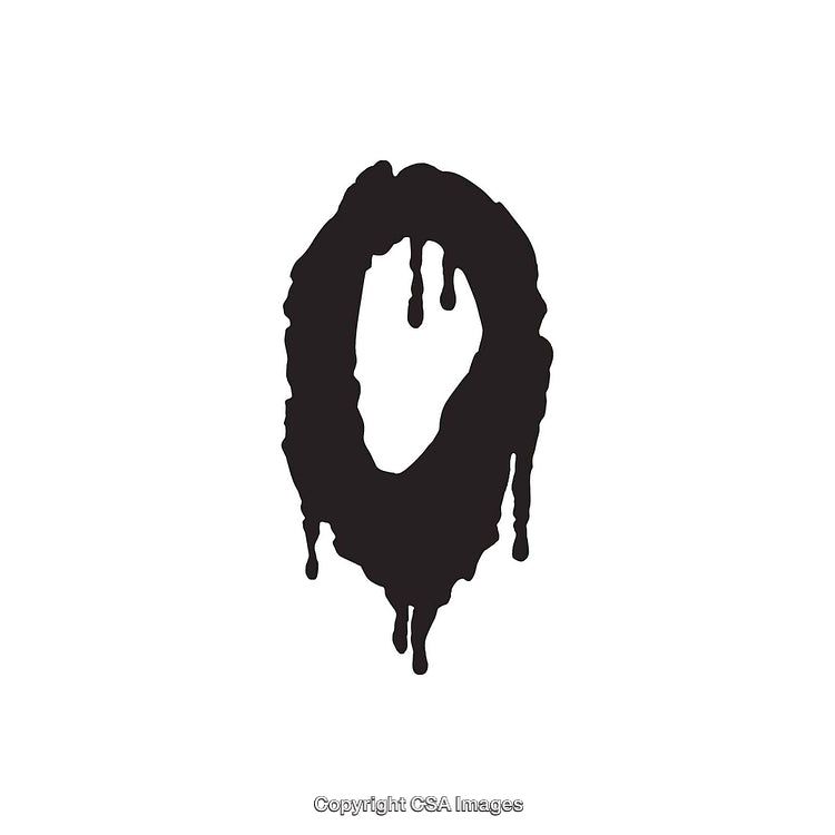 Dripping Letter O in Bold Black Design Isolated on White Background