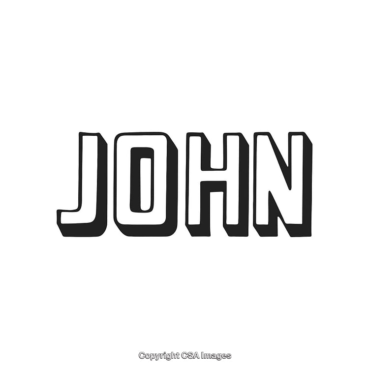 Bold 3D Typography Design Featuring The Name John in Black and White