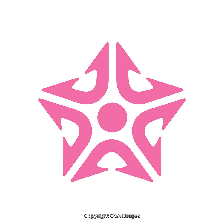Pink Abstract Star with Human Figures in Dynamic Formation
