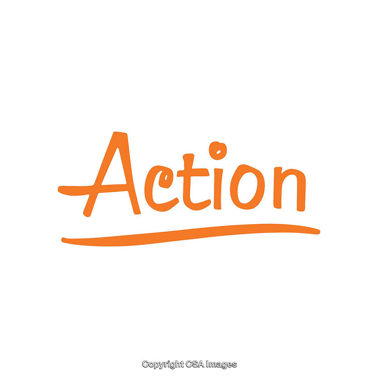 Orange Action Text Highlighted on a White Background