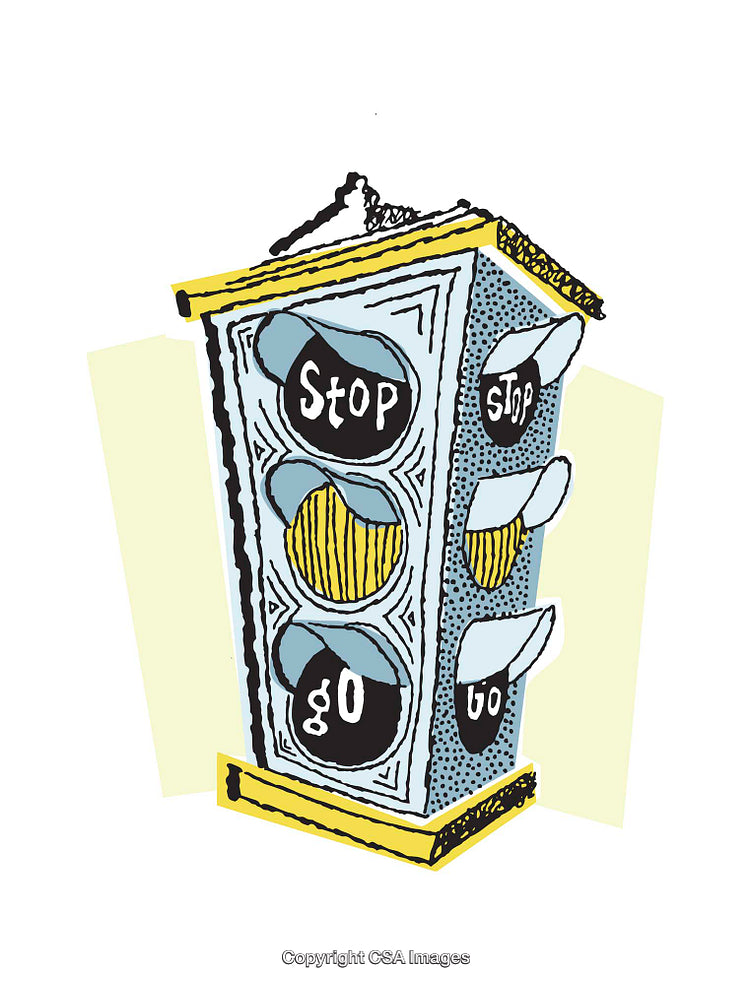Colorful Illustrated Traffic Signal with Artistic and Creative Design Elements