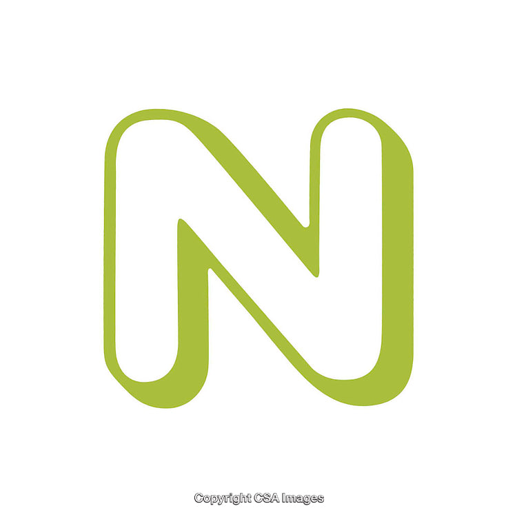 Green Stylized Letter N on a White Background for Design or Alphabet Use
