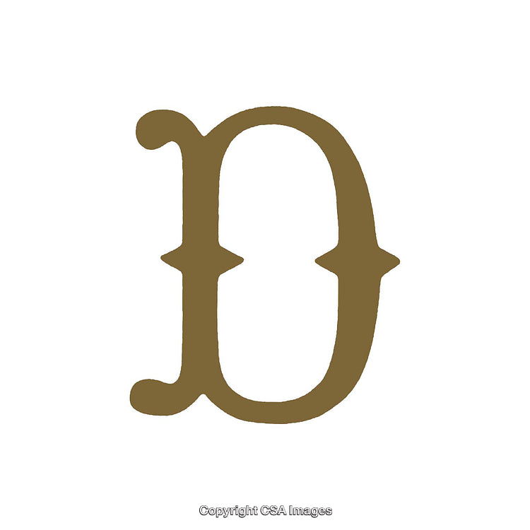Intricate Brown Letter D Symbol on a White Background