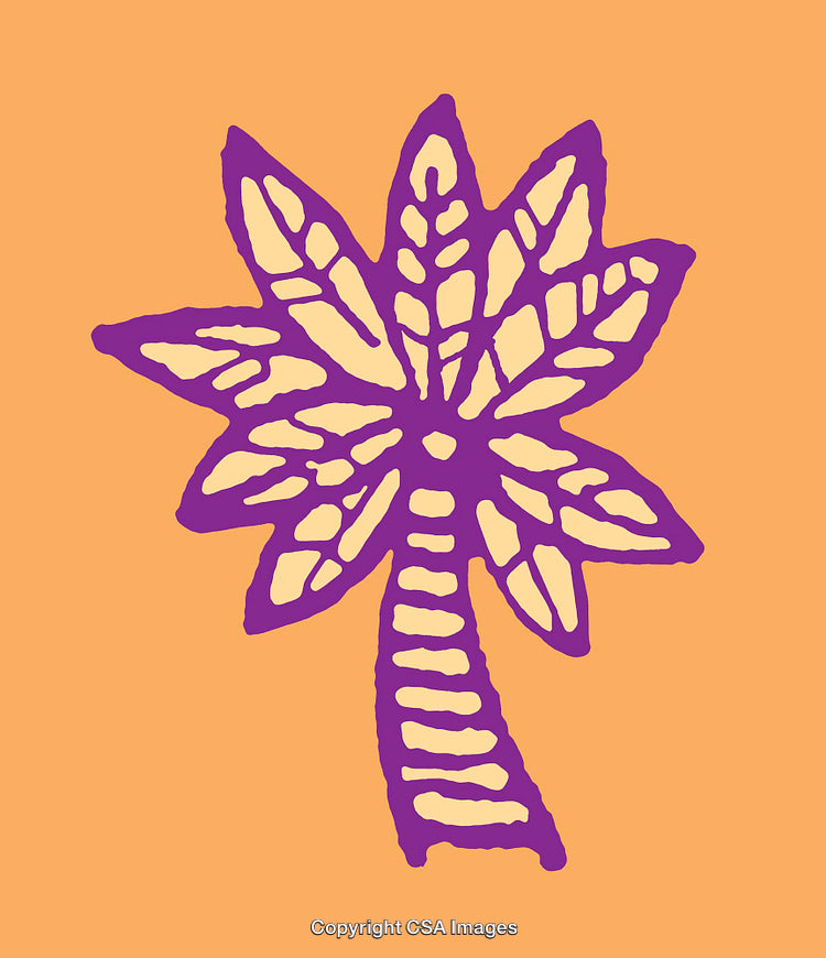 Purple Stylized Tree Illustration on Orange Background