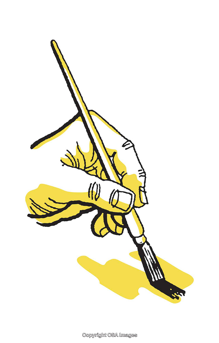 Vibrant Artistic Illustration of a Hand Holding a Paintbrush
