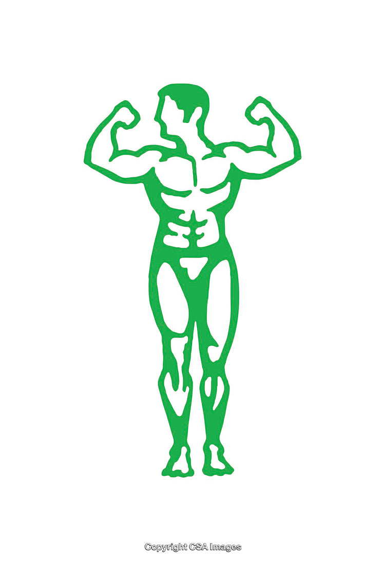 Muscular Icon Depicting Strong Flexing Figure in Green Simplistic Style