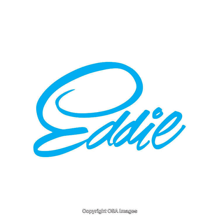 Blue Handwritten Calligraphy Featuring the Name Eddie on a White Background