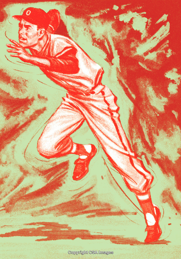 Baseball Player Running Action Illustration in Vibrant Color Style