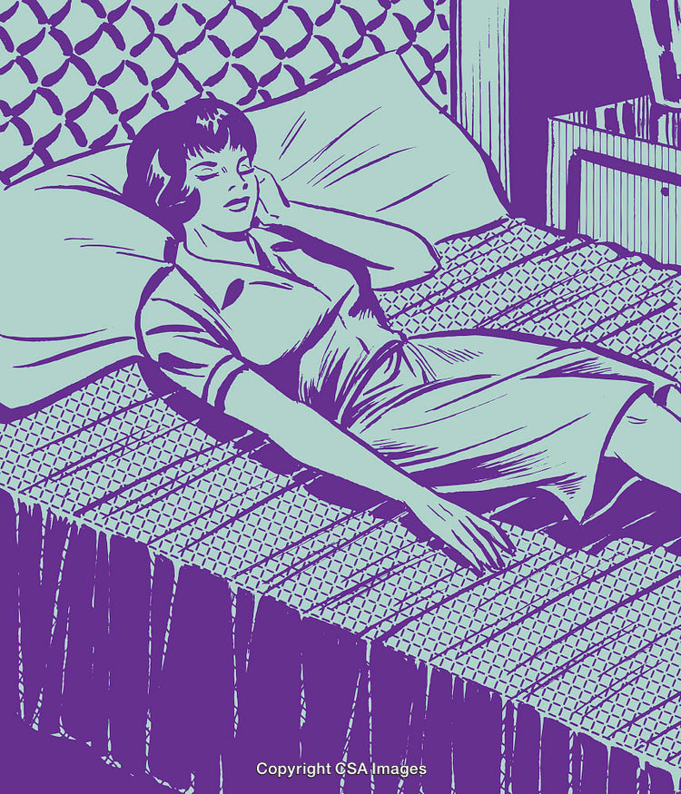 Retro Pop Art Illustration of a Woman Relaxing on a Bed