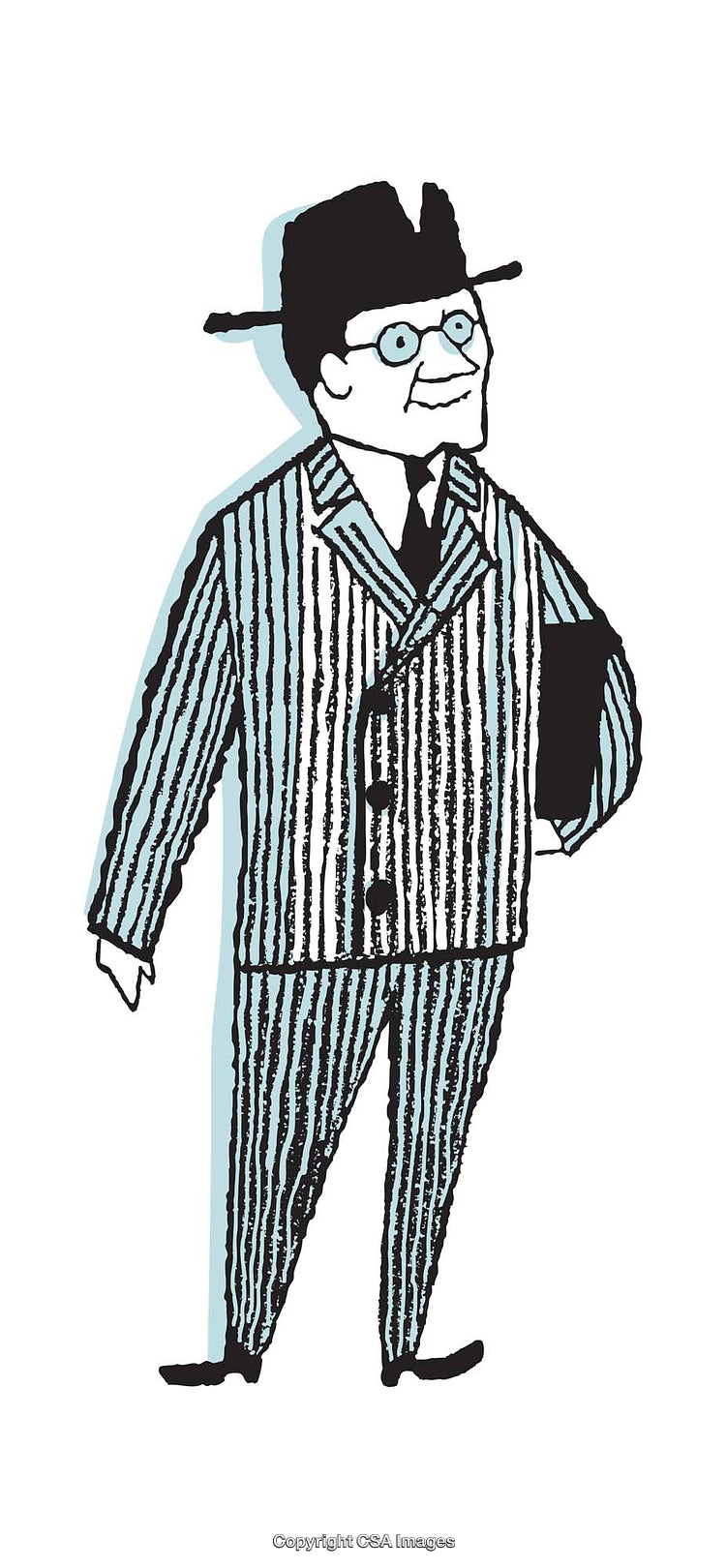 Whimsical Illustration of a Gentleman in a Striped Suit and Hat