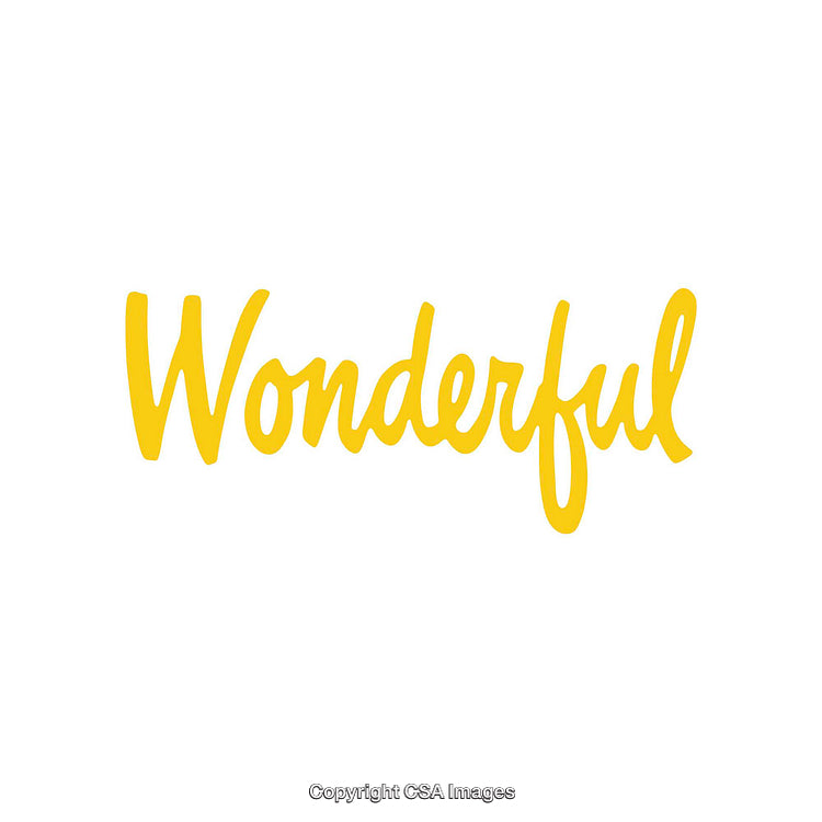 Yellow Script Font Displaying the Word Wonderful on White Background