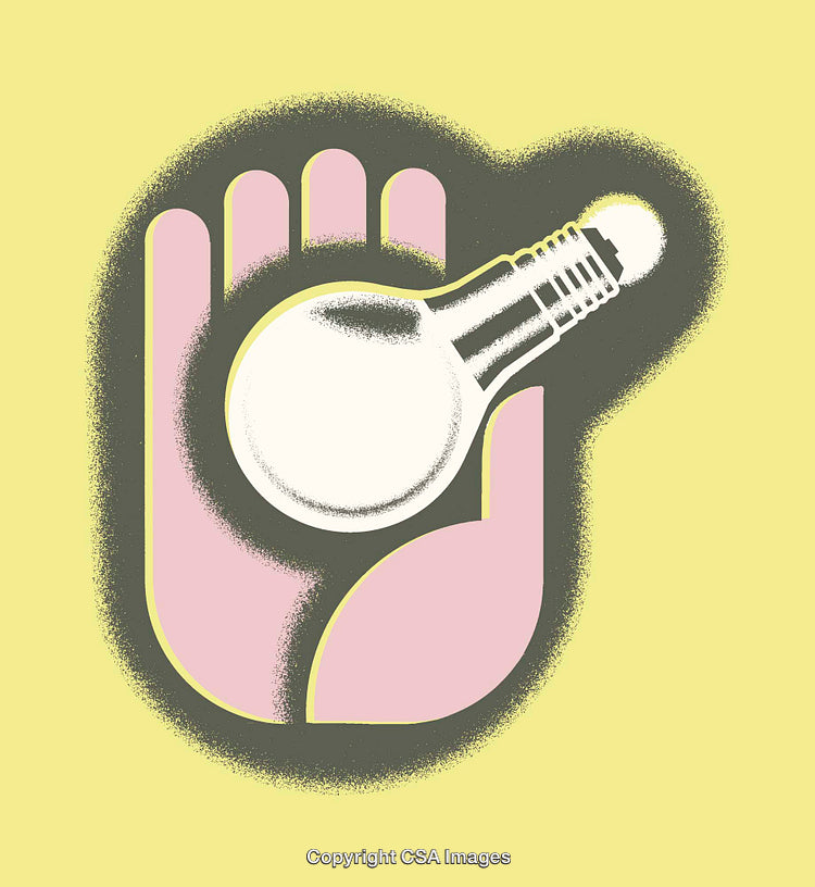 Hand Holding a Light Bulb Symbolizing Ideas and Creativity
