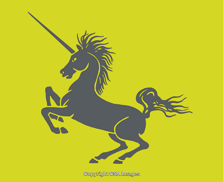 Minimalist Silhouette of a Unicorn Against a Vibrant Yellow Background