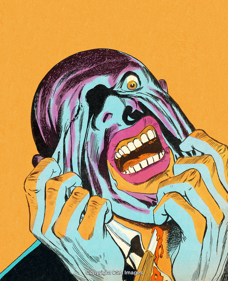 Surreal Comic Style Colorful Illustration of Extreme Emotion Depiction
